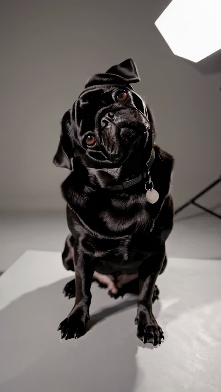 Black Pug Dog Studio Portrait