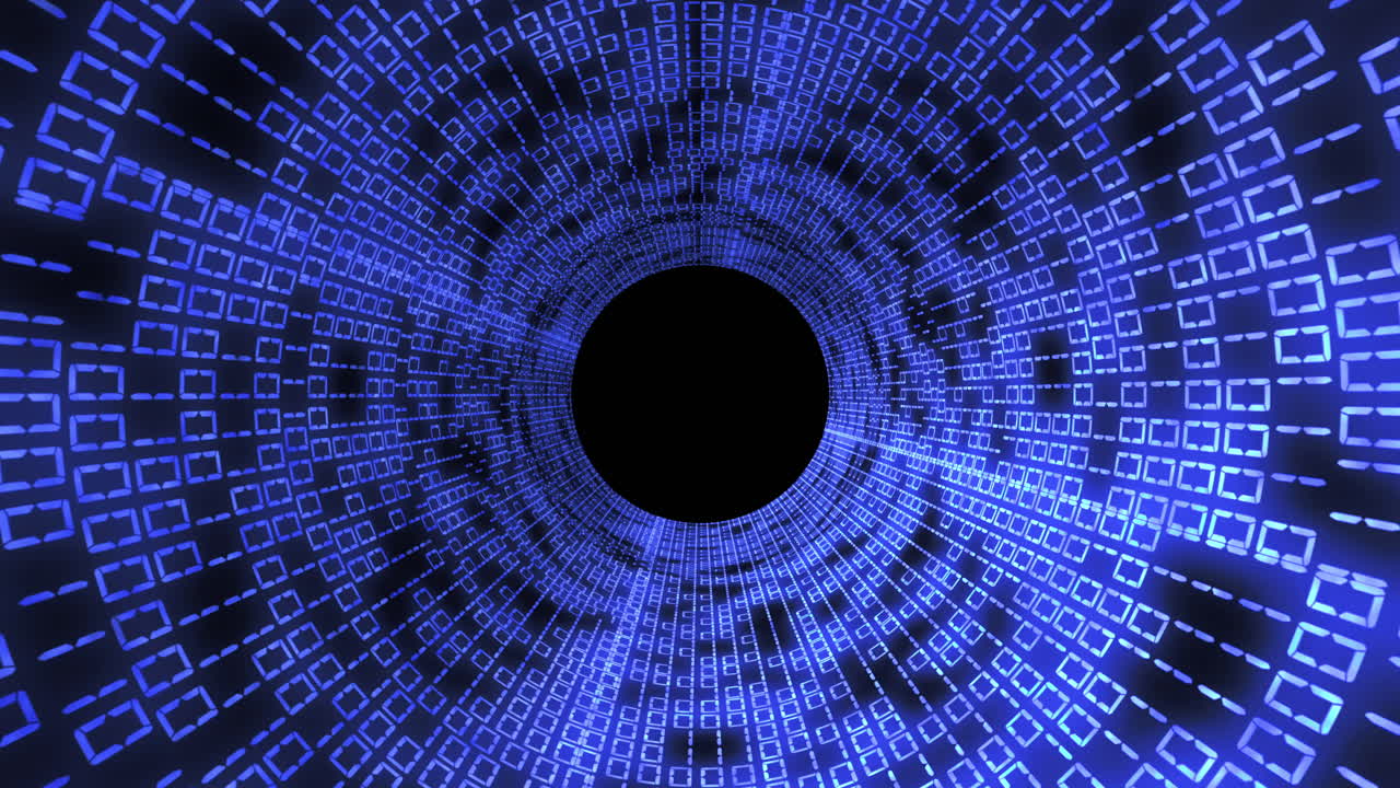 A tunnel depicting data travelling in form of binary