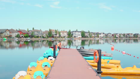 dock on a private lake with boats