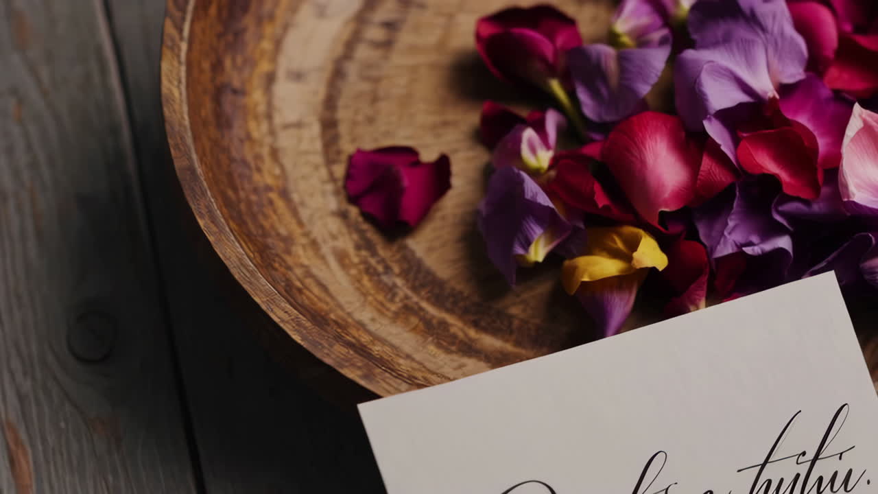 Greeting Card with Rose Petals