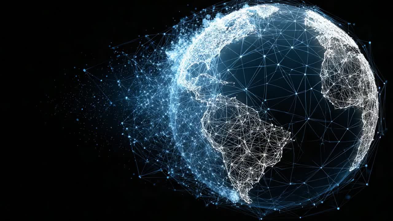 A Stunning Visual Representation of a Connected Earth, Showcasing the Dynamic Interconnections of the World Through Elegant Geometric Patterns and Light
