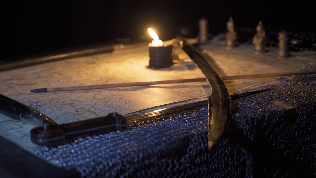 War plan making environment with candlelight in the historical period.