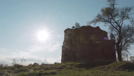 ruined church in a field