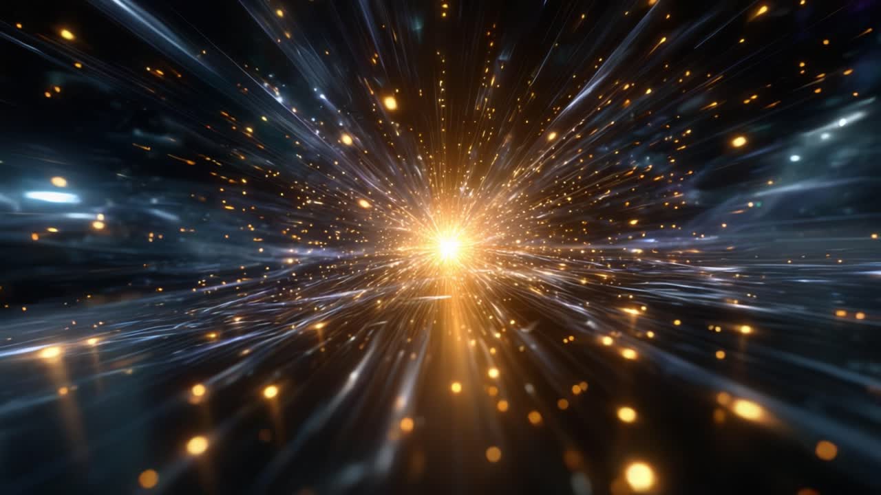 A Glorious Cosmic Explosion Captured in Stunning Detail, Radiating Light and Energy, Surrounded by Colorful Particles and Fog in an Infinite Space Environment