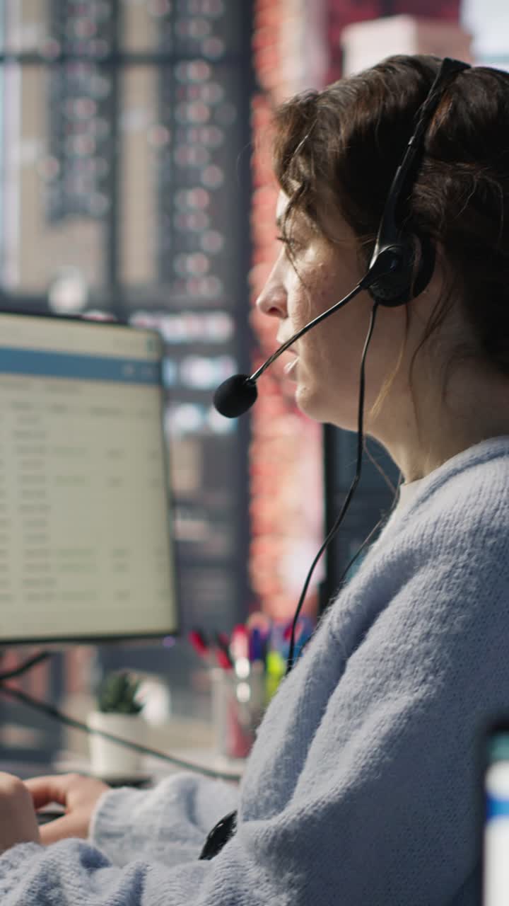 Vertical video Account manager in office maintaining strong client relationships