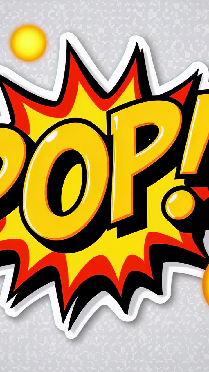 Vertical video: Frames pulling back revealing POP! explosion on grey canvas exposing orange orbs