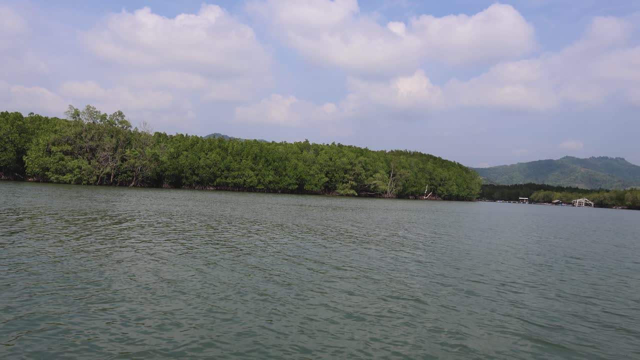 평온 한 맹그로브 숲 을 가로질러 보트 여행