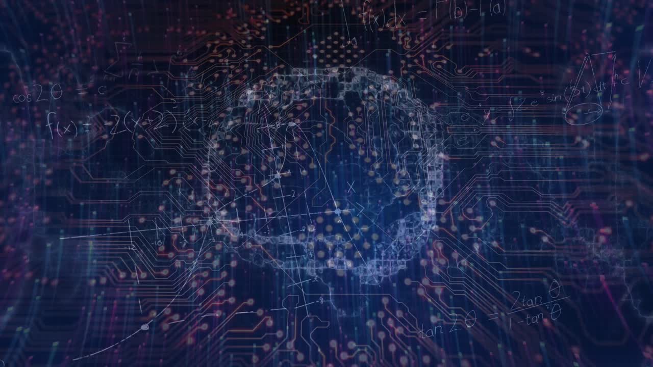 검은 바탕 위의 데이터 처리 및 연결 네트워크의 애니메이션