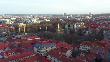 4K-Aerial-footage-over-Gothenburg-city,-Sweden