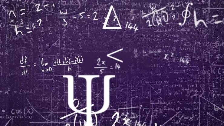 Animation of math formulas on violet background