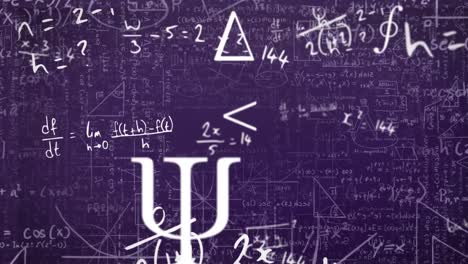 animación de fórmulas matemáticas en fondo violeta