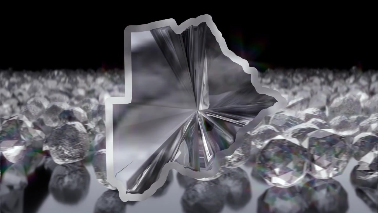 Kort over Botswana på en diamant i et mørkt miljø