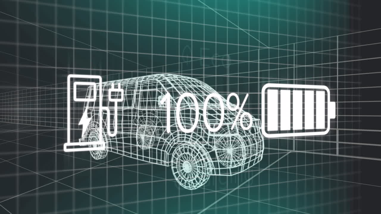 전기 차량 인터페이스의 충전 상태 데이터의 애니메이션, 3d 밴 모델 이상