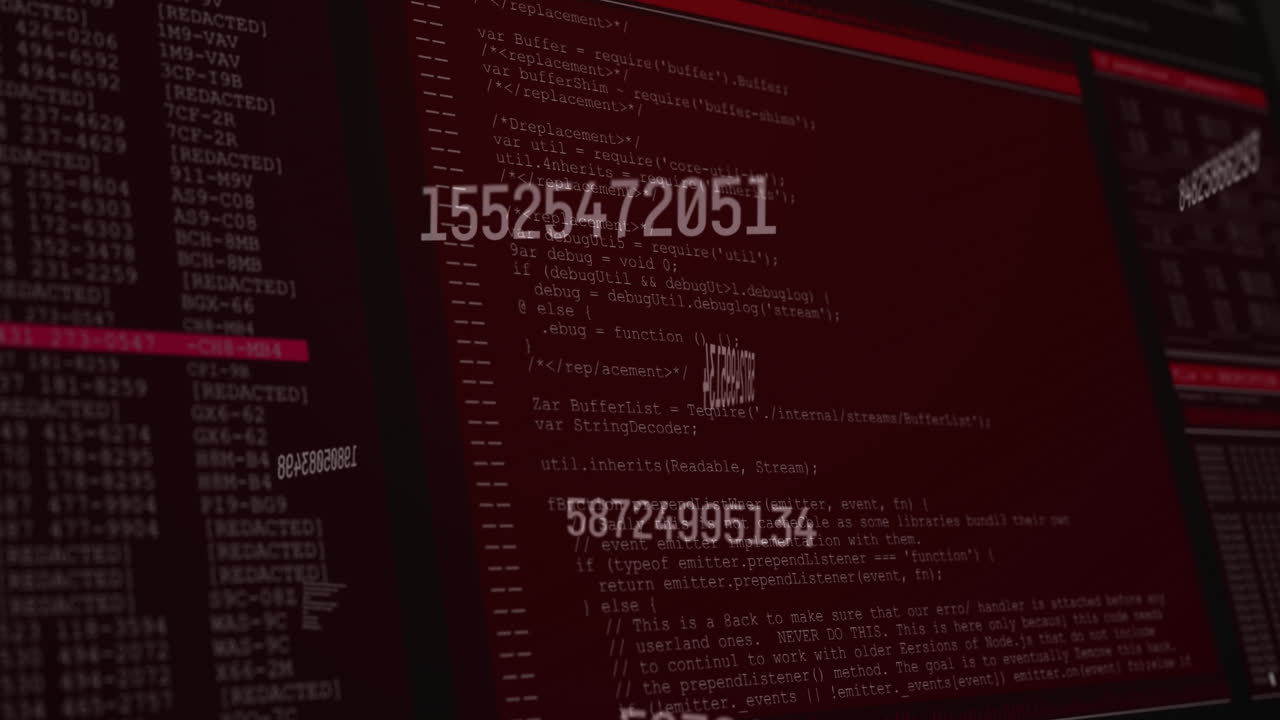 animación de cambios de números y procesamiento de datos en pantallas de computadora
