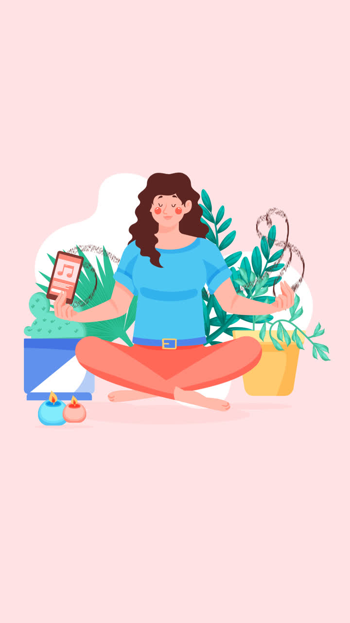 una animación de una gente plana orgánica meditando ilustración