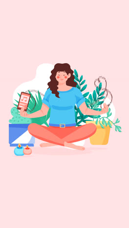 an animation of a organic flat people meditating illustration