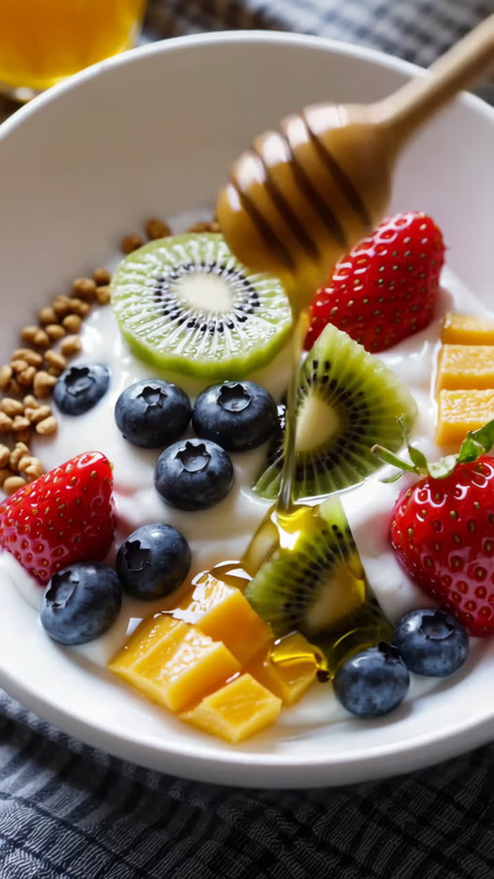 Healthy Yogurt Parfait with Fresh Fruit and Honey