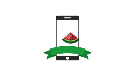 teléfono inteligente con frutas frescas de manzana