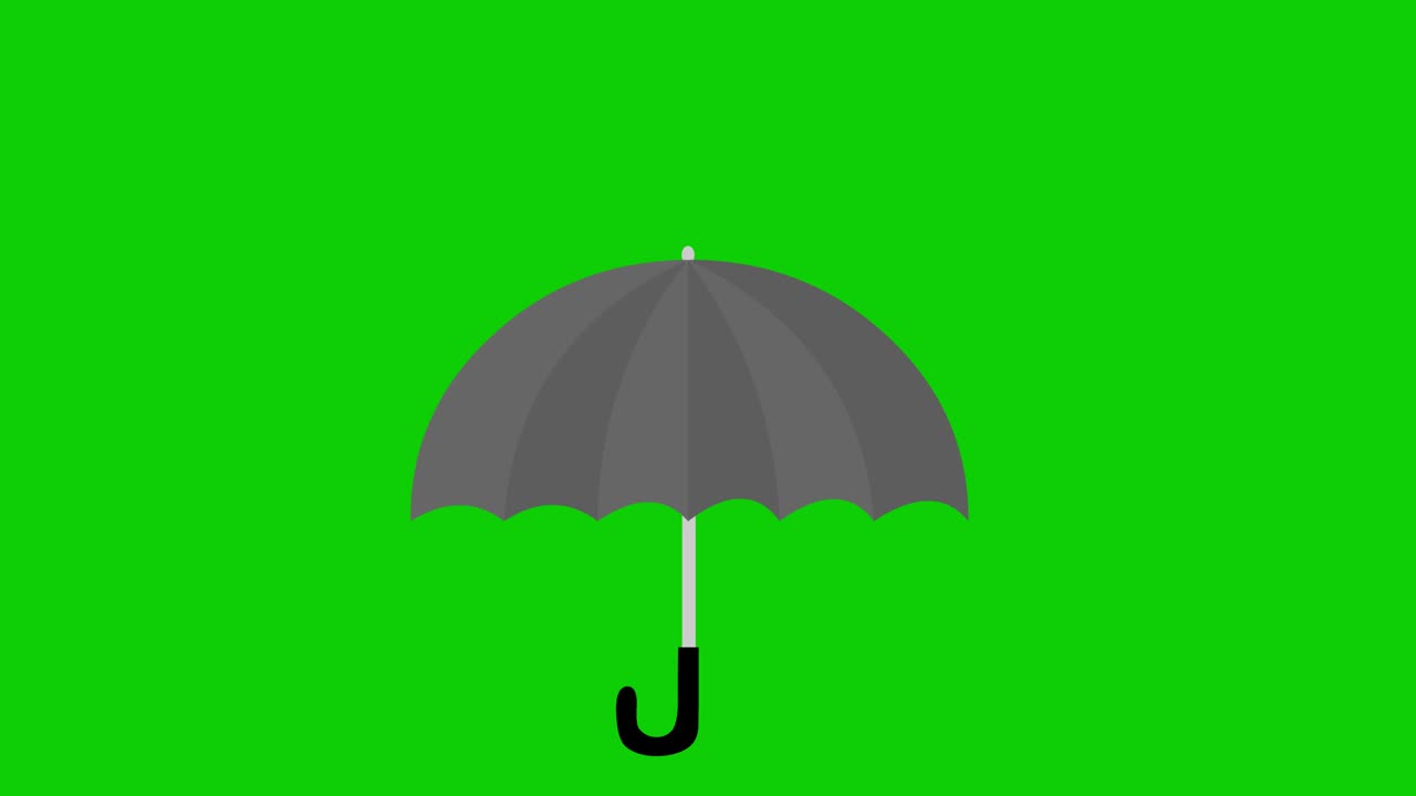 animación en bucle de un paraguas con gotas de lluvia cayendo