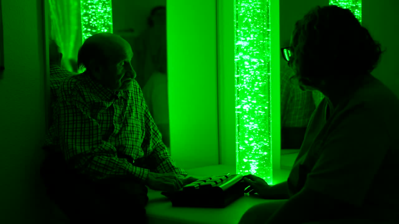 People interacting with green light features