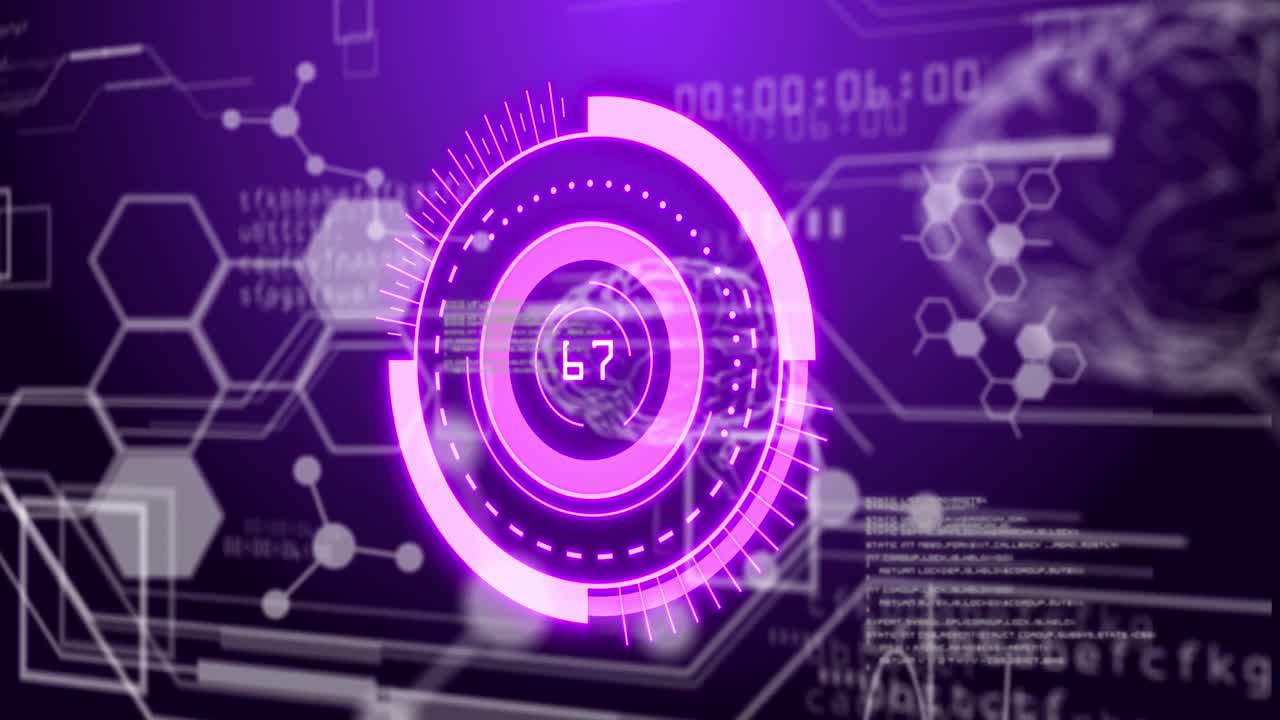 animazione della scansione dello scopo e delle molecole sull'elaborazione dei dati