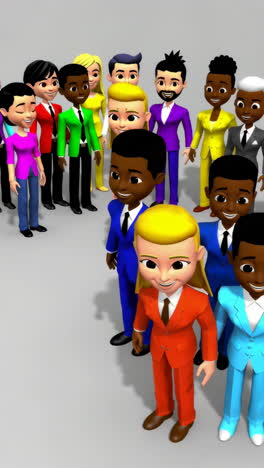 diverse 3d cartoon business characters standing together