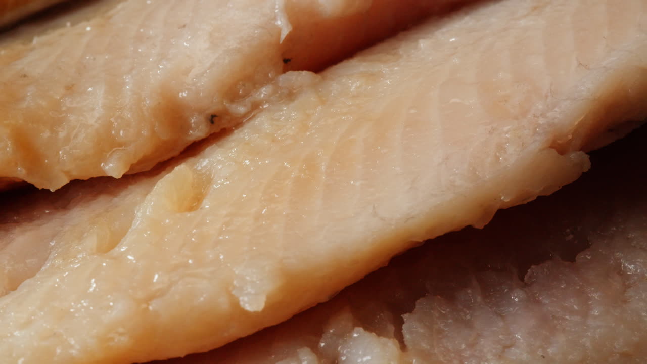 Closeup of Smoked Fish Slices