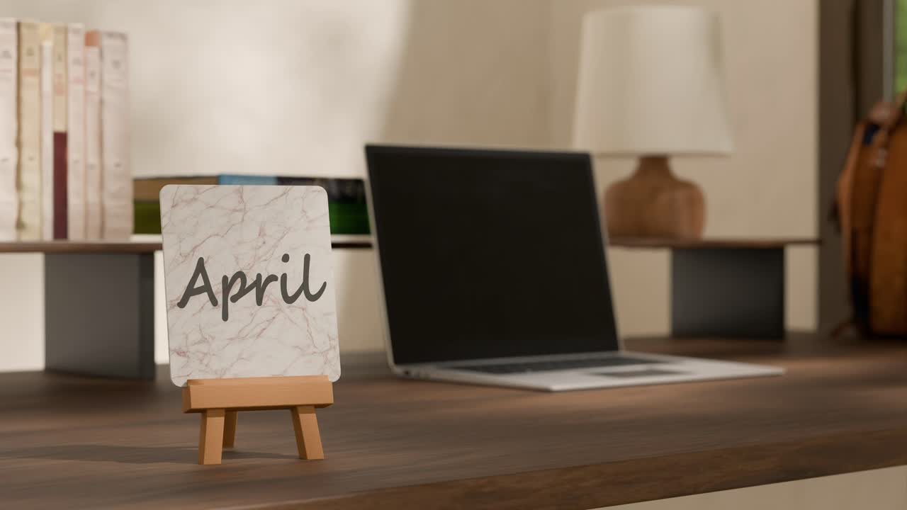 Calendar on work desk showing April