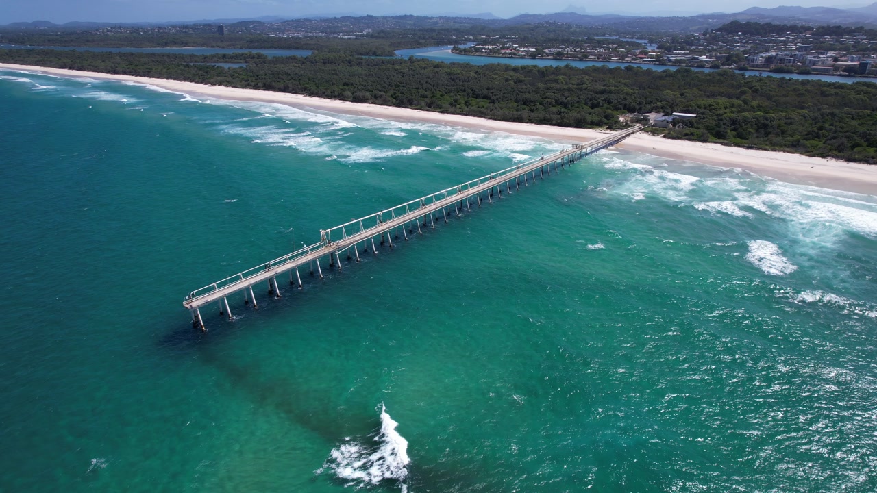 Tweed Sand Bypass Jetty - Tweed River In NSW, Australia. - aerial shot