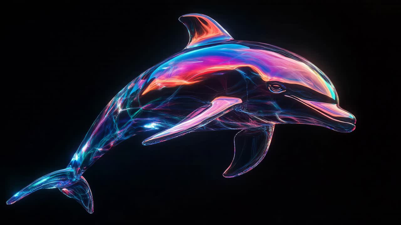 Glowing Neon Dolphin