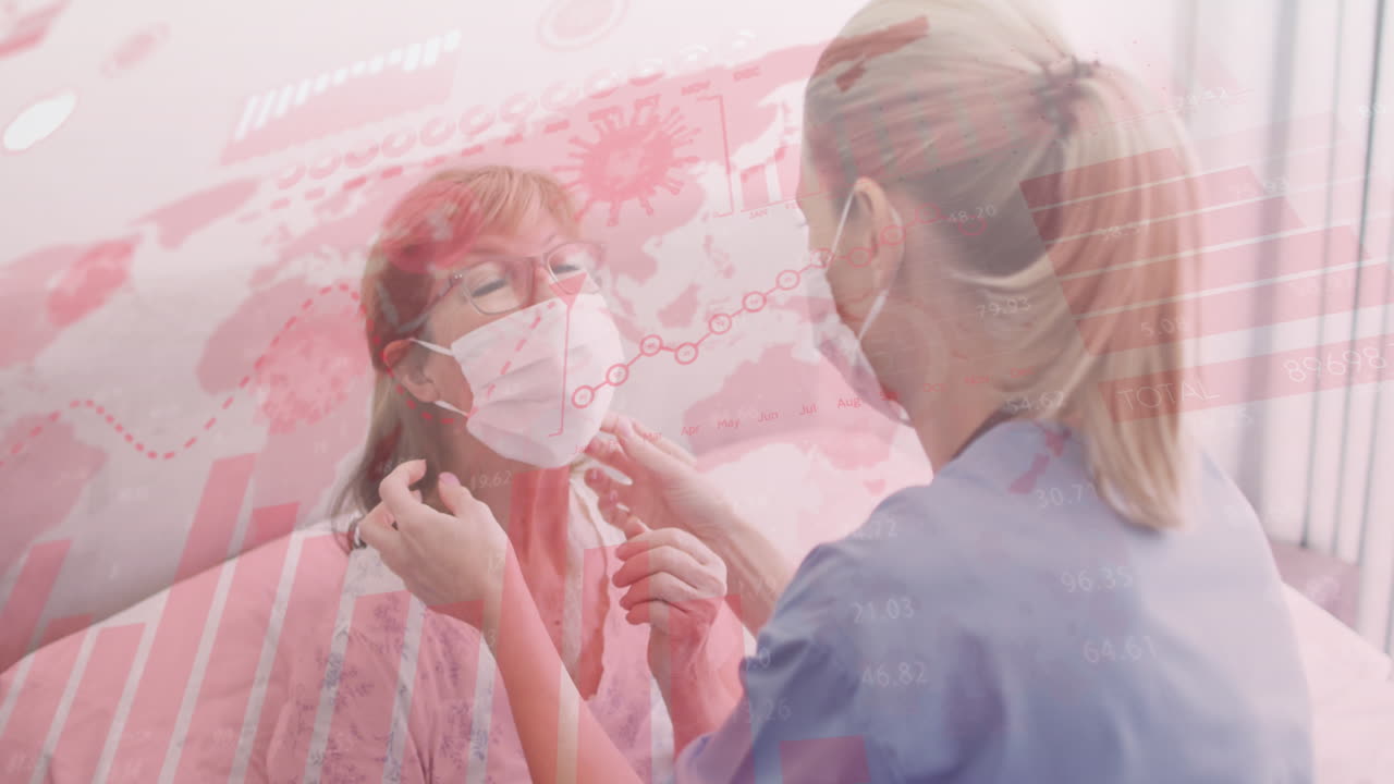 페이스 마스크를 착용한 여성 의료 종사자에 대한 코로나바이러스 데이터 처리