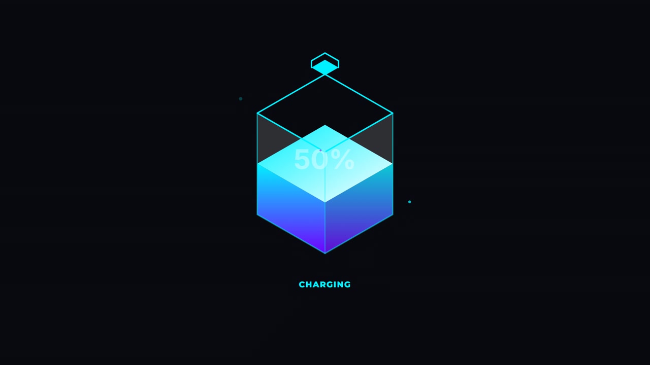 Digital Cube Loading Animation with Percentage Counter