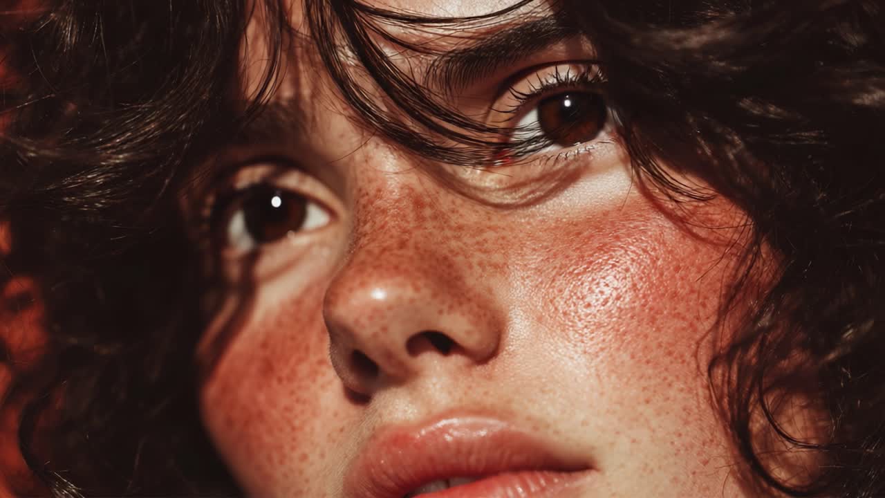 A Captivating Portrait Series Capturing the Transition from Serenity to Awareness, Showcasing Raw Beauty and Expressive Features with Rich Textures and Warm Tones