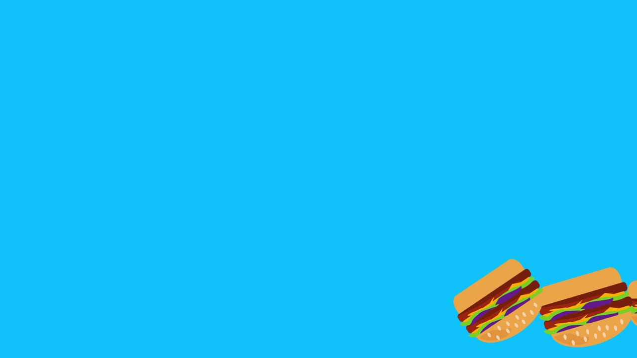 hamburguesa de comida rápida y animación de patatas en pantalla azul tecla de croma