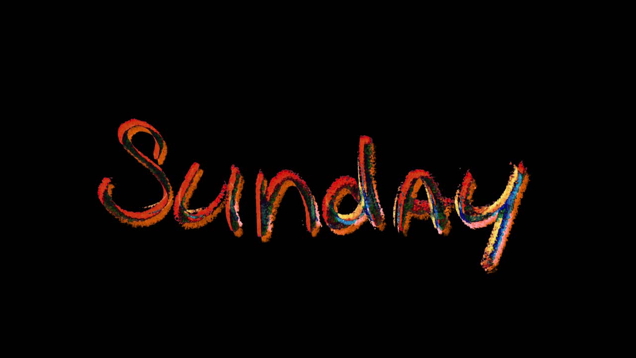 Sunday title drawn in bold marker lettering style, animated on a clean background for a simple intro