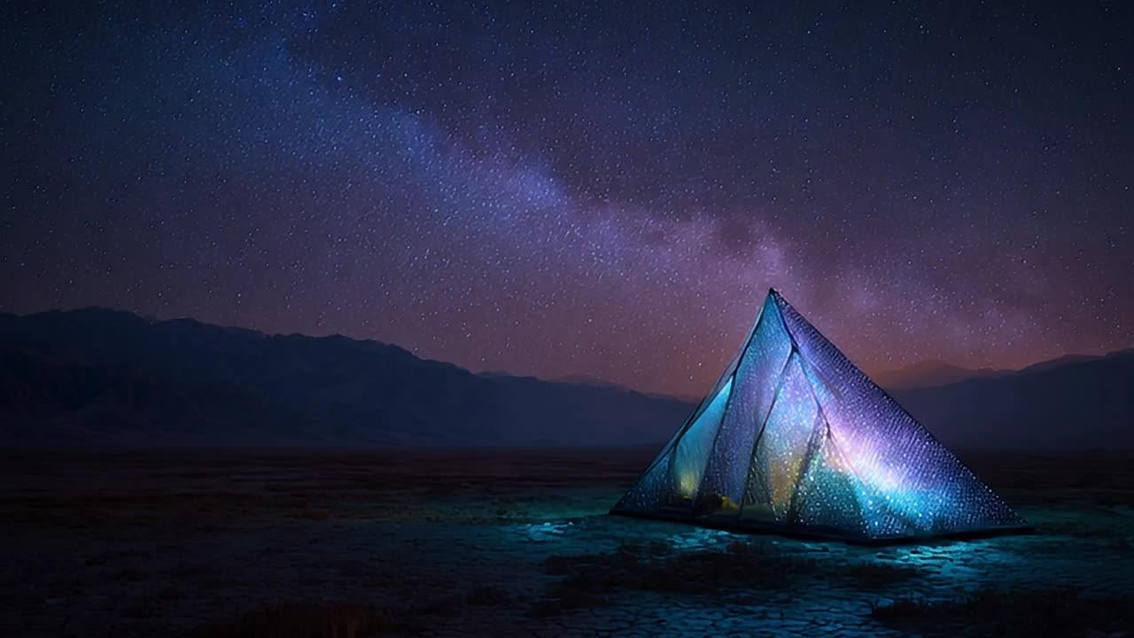 Splendida struttura piramidale sotto il cielo stellato del deserto