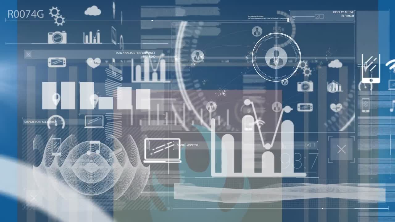 Animation af statistik over databehandling og firewall