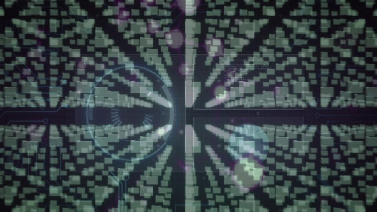 Animation of security padlock and data processing over navy background