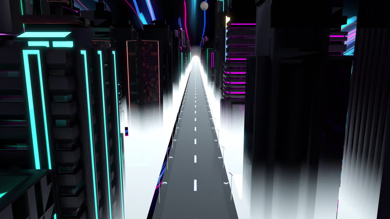 3d 도시 풍경 위의 디지털 데이터 처리의 애니메이션