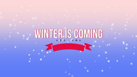 Winter-Is-Coming-with-fall-snowflakes-and-re-ribbon-in-blue-sky