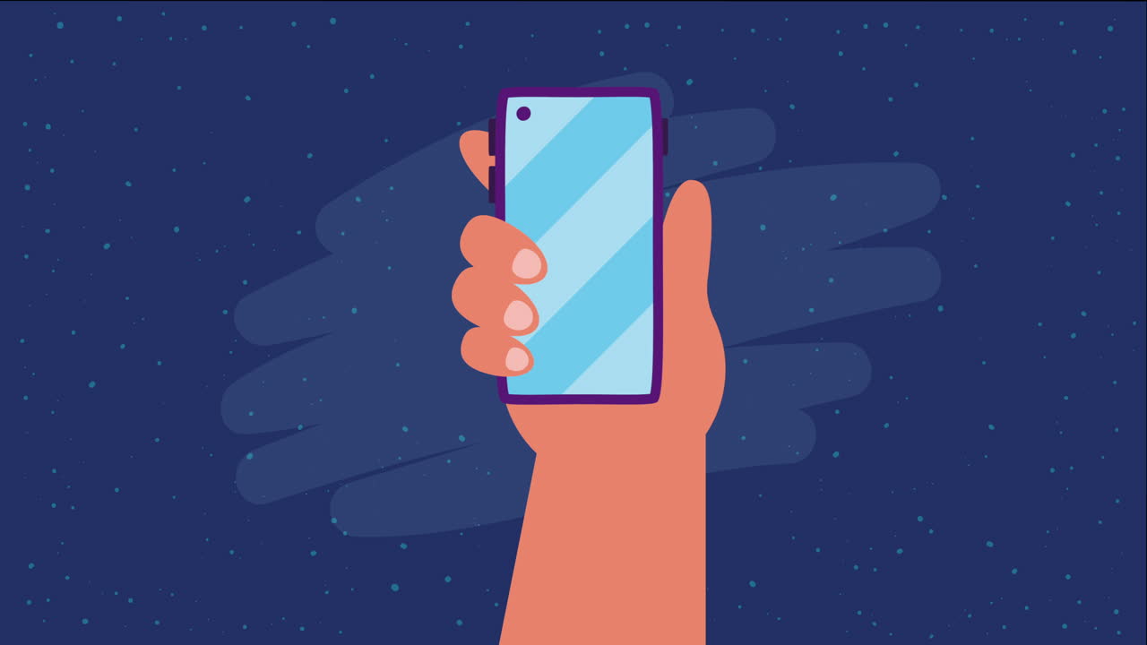 손을 들어 올리는 스마트폰 장치 애니메이션