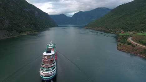 cruise ship, cruise liners on sognefjord or sognefjorden, norway