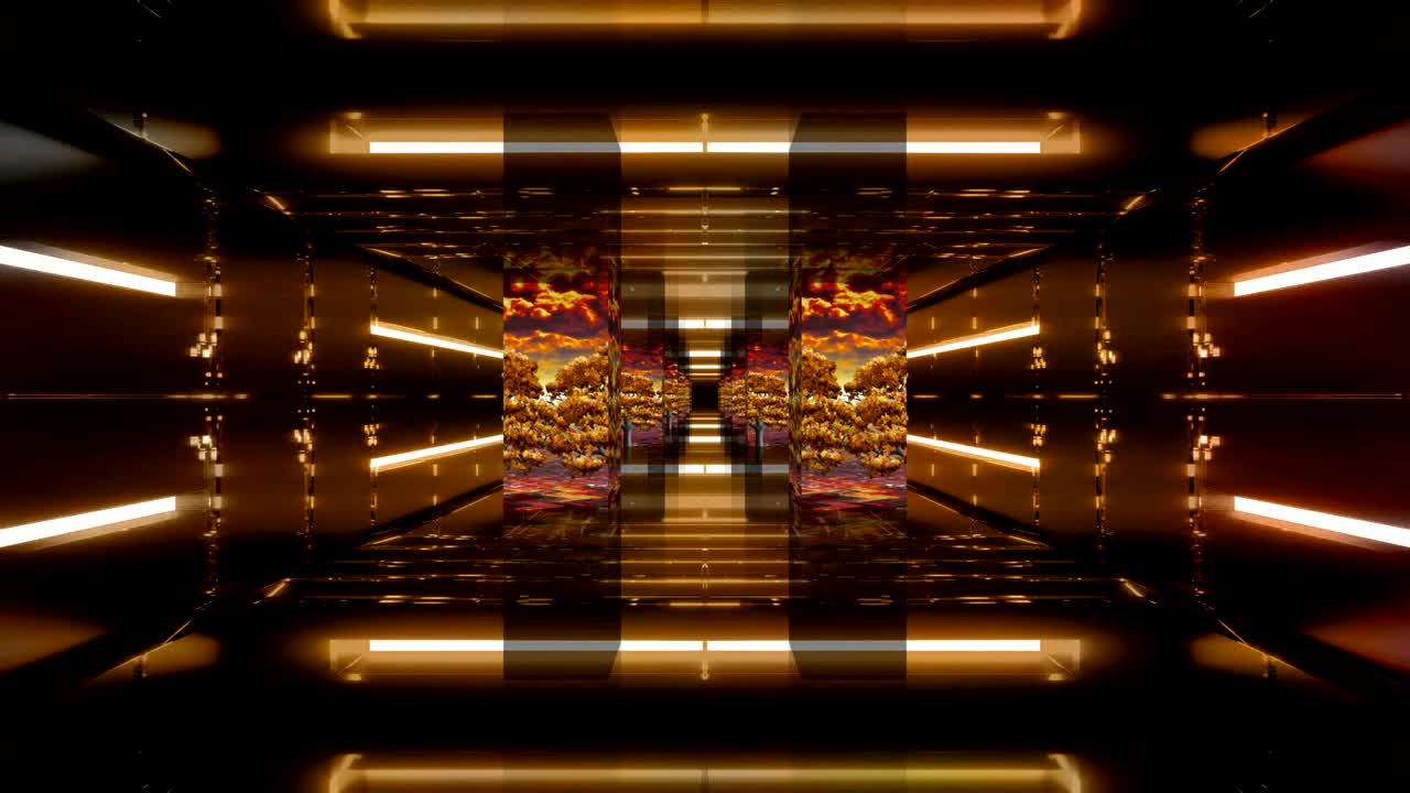 폴에 가을의 나무의 이미지. 현대적인 아름다운 터널에서 이동.