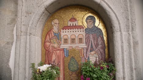 Ceramic-Art-Painting-of-John-the-Apostle-on-The-Isle-of-Patmos-Greece-Island-Patmos-Greece-John-Revelation-Cave-of-the-Apocalypse-Church-Christian-Holy-Land-Apostle-Jesus-Disciple