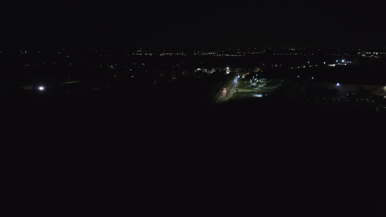 Aerial View of a Road at Night