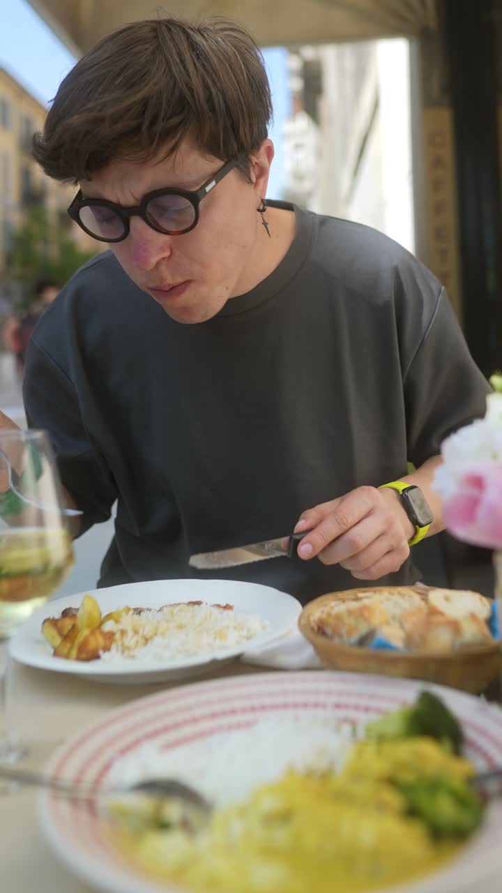 Person Eating Lunch Outdoors
