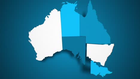 motion graphics mapa animado de formación de australia - azul