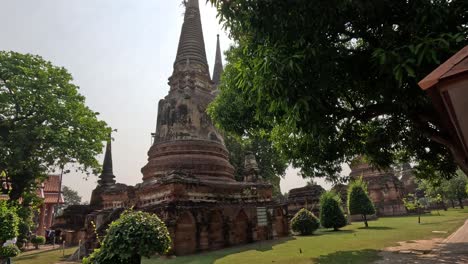 slow panoramic view of historic temple ruins