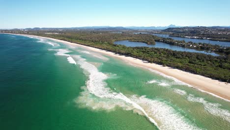 Tranquil Scenery Of Dreamtime Beach In Fingal Head, NSW, Australia - Drone Shot