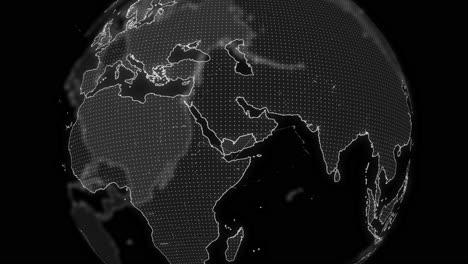 yemen country alpha for editing data analysis technology globe rotating, cinematic video showcases a digital globe rotating, zooming in on yemen country alpha for editing template